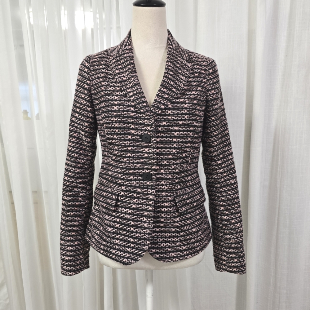 New York & Co Black &‎ White Tweed Blazer Womens Size 4 Career Corpcore
